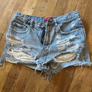 Signature8 Light Blue Distressed Jean Shorts
